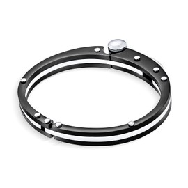 Biker Black Handcuff for Mens for Women Bracelet Bangle Silver Tone Plated Stainless Steel