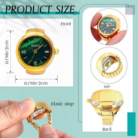Landical 10 Pcs Finger Watches Set Adjustable Ring Watch for Women and Men Creative Elastic Round Quartz Finger Ring Watches(Green, Gold,Normal)