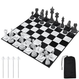 Yuxung 9x9ft Giant Chess Game Mat Nylon Board Mat for Outdoor with 4 Ground Nails and Storage Bag, Compatible with 25 Inch 37 Inch 49 Inch Giant Chess Set and 10 Inch Giant Checker, Chess Not Included