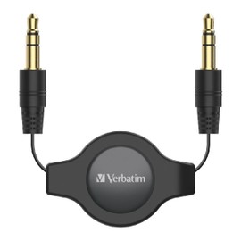 Verbatim 3.5mm Aux Cable Retractable 75cm - Black