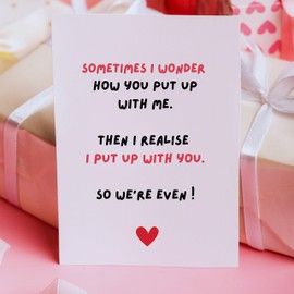 We Put up with Each Other! Funny Anniversary Card - Wedding Anniversary Card - Birthday Cards for Him - Birthday Cards for her - Witty Card for Husband - Banter Card for Wife Anniversary Card