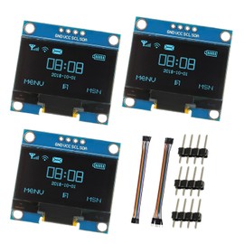 JAMHER 1.3 Inch I2C IIC OLED Display Module 128x64 Pixel Mini Self-Luminous Display Screen Board for Arduino Projects Raspberry Pi with Wire(3Pack Blue)