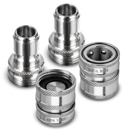 ESSENTIAL WASHER 3/4 Stainless Steel Garden Hose Check Valve | 2 Pack With 2 Quick Connect Plug Set