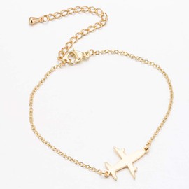 liveliwithmin Tiny Plane Bracelet Adjustable Link Chain Aircraft Charm Bracelet Women Wrsit Jewelry Airplane Pendant Bracelet for Best Friends (gold)