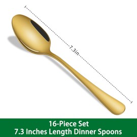 Cuchara de sopa dorada de 7.3 pulgadas, cucharas de cena de acero inoxidable dorado, juego de cucharadas duraderas para restaurante, hotel, cucharas de cubiertos