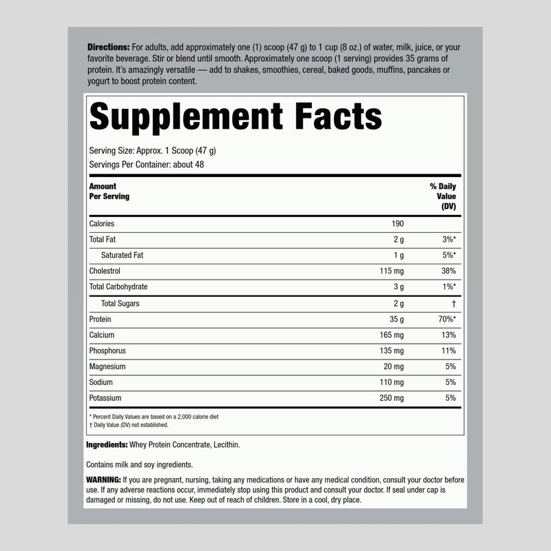 Fitness Labs Whey Protein Powder Unflavored | 5 lbs |