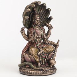 Veronese Design 3 3/4 Inch Shesha Vishnu Cold Cast Resin Bronze Finish Hindu God Idol Sculpture