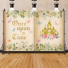 Leowefowa 10x8ft Once Upon a Time Photo Backdrop Spring Colorfu Fairy Tale Books Opening Background Ancient Spring Green Leaves Plant Romantic Story Birthday Wedding Party Banner Decor Studio Prop