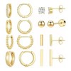 Savefree -8 Aretes De Laminado Oro 14k Mujer Arracadas Huggies
