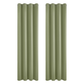 Deconovo Deconovo Thermal Blackout Curtains 90 Inch Drop Super Soft Eyelet Curtains for Bedroom 46 x 90 Inch Sage Green 2 Panels