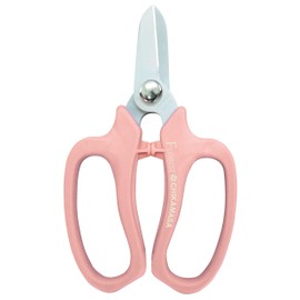 CHIKAMASA MF-9000, Precision Shears for Florists, Carbon Steel with Fluorine Coating and built-in wire cutter. For flower arrangement, fresh flowers, general gardening. Designed with florists. (Pink)