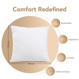 Utopia Bedding Utopia Bedding Outdoor Pillow Inserts 18 x 18 Inches (Pack of 2, White), Water Resistant Garden Throw Pillows for Patio and Porch Furniture