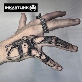 INKARTLINK Temporary Tattoos, 2 Sheets Medium Semi Permanent Tattoo Adult Art Design Waterproof Temp Tattoo Party Favors Realistic Look, No Adhesive, No Reflection, Lasts 1-2 Weeks Black (Machine)