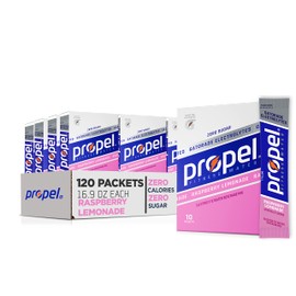 Propel Propel Powder Packets. Raspberry Lemonade With Electrolytes, Vitamins and No Sugar, 10 Count (Pack of 12) -Packaging May Vary
