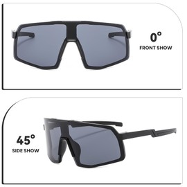 CIKJUK Cycling Glasses Children's Sunglasses Boys Girls Sports Glasses UV400 Protection Boys Teenagers Quick Glasses Mirrored, black