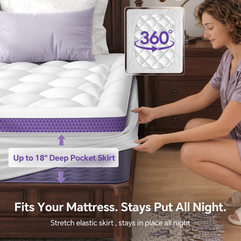 ChiXpace Queen Mattress Topper, Viscose Derived from Bamboo, Pillow Top