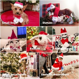 NAMSAN Christmas Cat Hats Costume, Santa Hat with Red Scarf for Cats Small Dogs, Rabbit Christmas Hat Outfit, Small Xmas Apparel for Statue, Toys Decoration