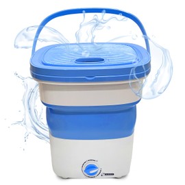 Pyle Portable Mini Washing Machine, Lightweight Collapsible Foldable Bucket Washer for Camping, Travelling, Dorms and Apartments, Compact 1kg Capacity, Blue, Pure Clean PUCWM33
