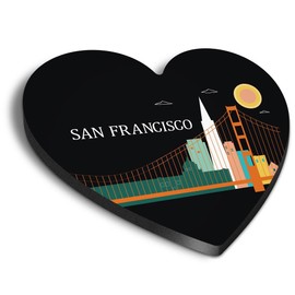 1x Heart MDF Magnet 6cm - Cool San Francisco USA Travel American - Fridge Locker Office Whiteboard Toolbox #58485
