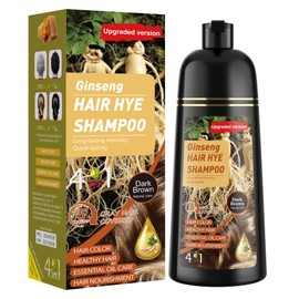 XYZCREATIVE Dark Brown Hair Dye Shampoo 3 in 1 for Women & Men 100% Gray Hair Coverage - Herbal Ingredients Natural Plant Hair Color - Hair Dye in Minutes 500ML