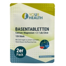 BASENTABLETTEN; Calcium : Magnesium = 2 : 1; als bioverfügbares Citrat; Mit Zink - 240 Tabletten (2er Pack)