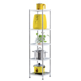 susunnus Stainless Steel Shelves 13.8in-5 Tier, Corner Shelf, Storage Shelves, Narrow Metal,Stainless Steel Shelf, Kitchen Storage Rack for Small Spaces Tall Skinny Shelf