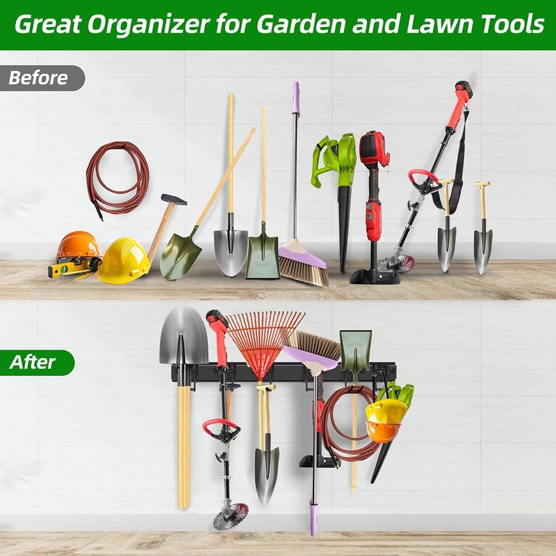 PIYILO Garage Tool Organizer Wall Mount with 48 inches Rails