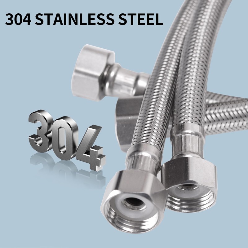 Heable Pair of Flexible Pipes for Bathroom/Kitchen/Toilet Taps British Standard