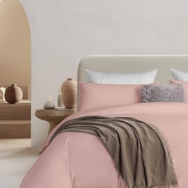 Sophia & William Queen Duvet Cover Set, 100% Cotton Comforter Cover Set, Enzyme Stone Washed Duvet Cover with 2 Pillowcases, Pink