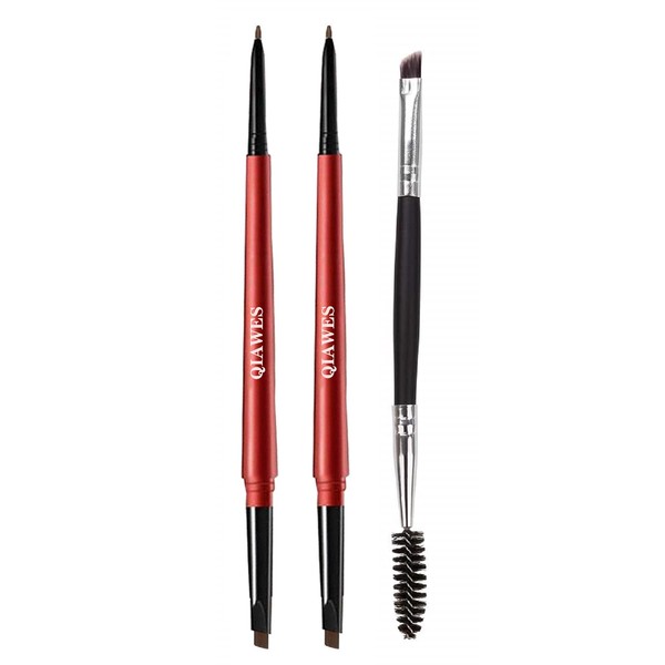 QIAWES Precise Brow Pencil, Double-Ended Eyebrow Pencil with Spoolie, Ultra-Fine
