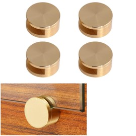 AWEN Mirror Clips 5-11mm Thick Glass Clamps Wall-Mounted Mirror Hanger Gold Pure Copper Mirror Mounting Clips for Wall Bathroom Dresser(4 Pcs), Medium, GB044G