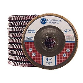Benchmark Abrasives 4.5" Ceramic Flap Discs 7/8" Arbor T29 (Angled) for Stainless Steel & Heat Sensitive Metals 120 Grit - 10 Pack