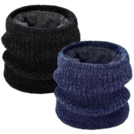 lifwimner 2 PCS Winter Neck Gaiter for Men Women, Thermal Fleece Neck Warmer Double Layer Windproof Ski Mask Scarf for Cold Weather Sports Outdoor(Black Navy)