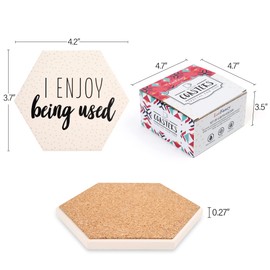 LotFancy Funny Drink Coasters with Holder, 6PCS Absorbent Ceramic Coasters, Hexagon Set, Non-Slip, Bar Room Decor