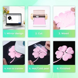 Aoder Pink Puff Vinyl Heat Transfer - 12" x6ft HTV 3D Iron On Vinyl for T-Shirt Compatible With Cricut & Cameo