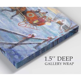 Renditions Gallery Xmas Canvas Wall Art Paintings Ruane Manning Sleigh Bells Christmas Ride Abstract Art Wall Hanging Prints for Bedroom Dining Living Room Office Home Kitchen Decor - 24"X36" LT18