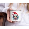 MAXIKIWI Langlebige Emaille-Kaffee- oder Tee-Camping-Tasse für drinnen und draußen, weihnachtliches