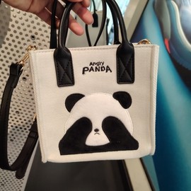 Large Capacity Panda Canvas Bag New Women's Commuter Shoulder Bag Student Handbag Versatile Tote Bag Cute Character Light Beige 5ea