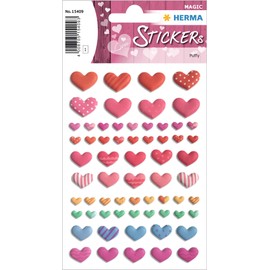 HERMA 15409 Stickers Hearts Colourful Small Mini 64 Pieces 3D Heart Stickers in Red Pink Heart Shape Labels for Valentine's Day Love Wedding Birthday Scrapbooking Decoration Gift Letters DIY