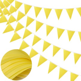 DOJoykey Yellow Fabric Bunting Banner 20m Bunting with 52 Waterproof Triangle Flags Reusable Bunting for Birthday Wedding Home Outdoor Party Decoration