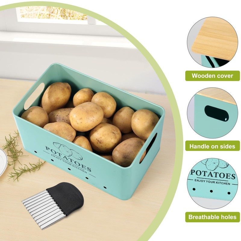Dekosilave Kitchen Vegetable Storage Set of 3, Metal Onion Garlic