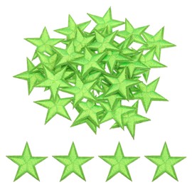 MECCANIXITY 33Pcs Star Iron on Patches Small Star Embroidered Patches Applique Sew on Patches for DIY Crafts Clothing Repairing Bag Hat Decoration,Fluorescent Green