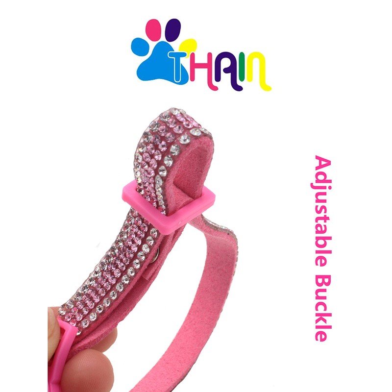 THAIN Basic Adjustable Cat Collar Bling Diamond Breakaway with Bell