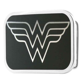 Belt Buckle Wonder Woman Logo Reverse Brushed Rectangle 3.5 Inches by 2.5 Inches