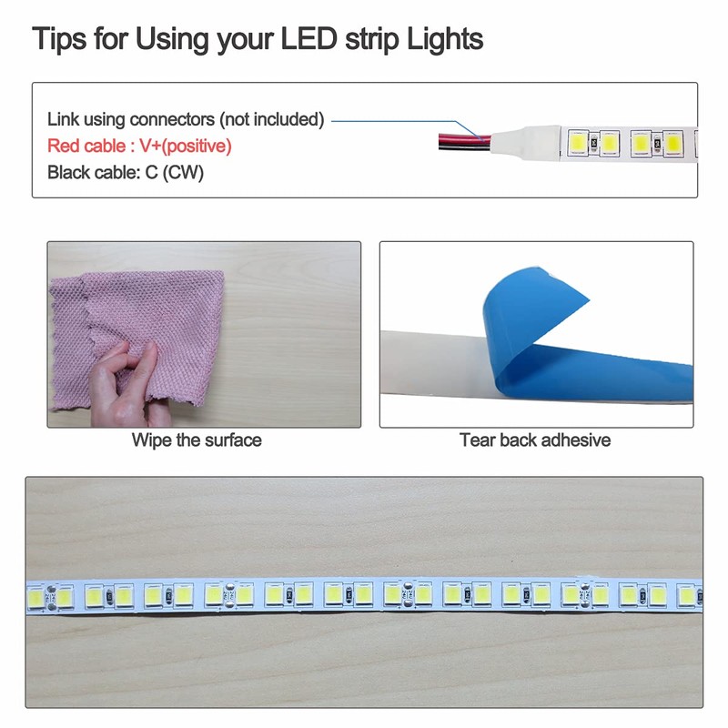 Tesfish 12 V LED Strip Light, 5 m Pure White