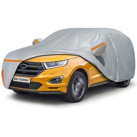 Car Cover for 2007-2025 Ford Edge, Waterproof Custom-fit Sun Rain Dust Snow All Weather Protection Windproof Outdoor Edge Full Car Cover with Cotton Lining and Door Zipper-Grey