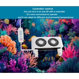 Aquarium Chiller Fish Tank Fan Aquarium Cooling Fan 9-Level Speed Adjustable Aquarium Fan Quiet Aquarium Cooler with Wide Angle Wind Suitable for Fish Tank White