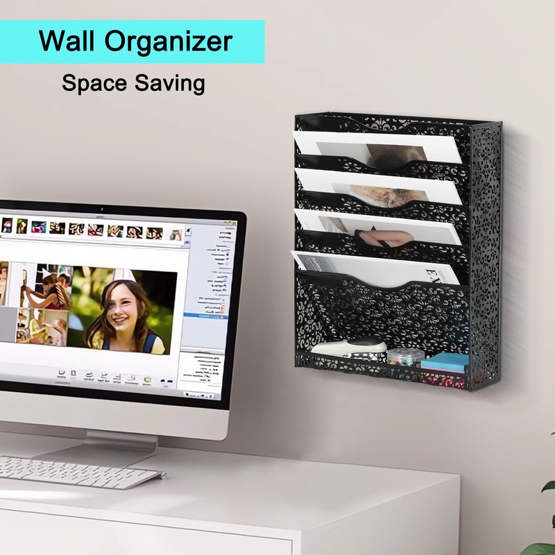 EasyPAG Desk File Organizer Heavy Duty Metal Wall Mount File