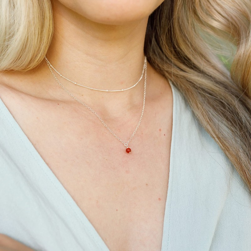 Carnelian Layered Choker in Sterling Silver
