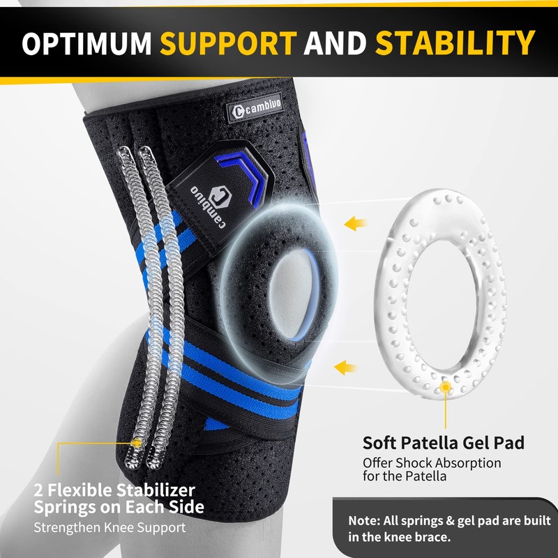 CAMBIVO Knee Brace with Side Stabilizers & Patella Gel Pads,